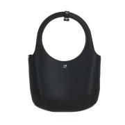 Zwarte leren handtas met metalen logo Courrèges , Black , Dames