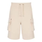 Cargo shorts met reflecterend logo Balmain , Beige , Heren