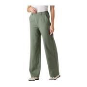 Wijde Pijp Olijf Broek Object , Green , Dames