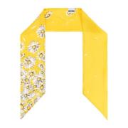 Zijden sjaal met bloemenpatroon Moschino , Yellow , Dames