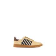 Contrasterende Gestreepte Suède Sneakers Dsquared2 , Beige , Heren