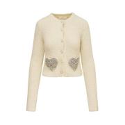 Hart Cardigan Wonderland Shimmer Loveshackfancy , Beige , Dames