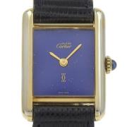 Pre-owned Leather watches Cartier Vintage , Blue , Dames