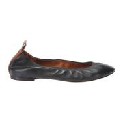 Ronde Neus Ballerina Flats met Logo Lanvin , Black , Dames