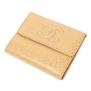 Pre-owned Leather wallets Chanel Vintage , Beige , Dames