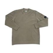 Geribbelde Katoenen Crewneck Sweater C.p. Company , Green , Heren