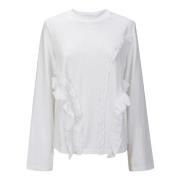 Lange mouwen katoenen T-shirt met voor ruches Cecilie Bahnsen , White ...