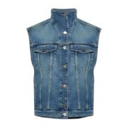 Denim vest Alaïa , Blue , Dames