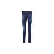 Skinny Denim Jeans met Distressed Finish Dsquared2 , Blue , Dames