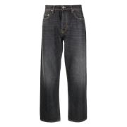 Zwarte Wijde Pijp Gewassen Jeans Golden Goose , Black , Heren