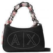 Zwarte Rechthoekige Ketting Handtas Armani Exchange , Black , Dames