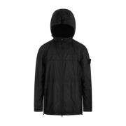 Zwarte Nylon Hoodie Jas Stone Island , Black , Heren