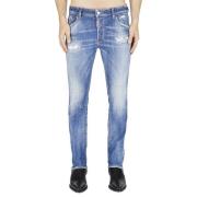 Blauwe Skater Jeans met Distressed Effect Dsquared2 , Blue , Heren