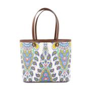 Paisley Floral Shopping Bag met leren afwerking Etro , Multicolor , Da...