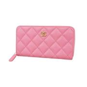 Pre-owned Leather wallets Chanel Vintage , Pink , Dames