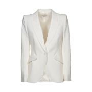 Peak Shoulder Leaf Crepe Jacket Alexander McQueen , White , Dames