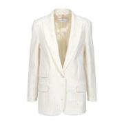 Pinstripe Wollen Jas Simona Corsellini , White , Dames