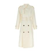 Witte Zijden Trenchcoat Elegant Stijlvol Burberry , White , Dames