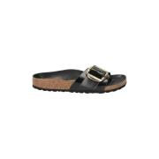 Madrid Leren Sandaal met Anatomisch Voetbed Birkenstock , Black , Dame...