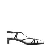 Zwarte Kitten Heel Cage Sandaal Jil Sander , Black , Dames