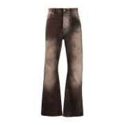 Hoge taille flare jeans in zwart denim Séfr , Brown , Heren