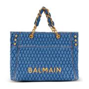 1945 Zachte tote tas in diamantgestikt denim Balmain , Blue , Dames