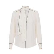 Georgette shirt met logodetail Elisabetta Franchi , White , Dames