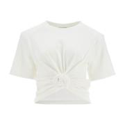 Geribbeld Geknoopt T-shirt Magda Butrym , White , Dames