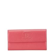 Pre-owned Leather wallets Chanel Vintage , Pink , Dames