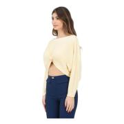 Gele Jersey Crêpe Longsleeve Top Elisabetta Franchi , Beige , Dames