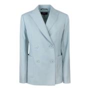 Blauwe Wollen Jas Klassieke Stijl Max Mara , Blue , Dames