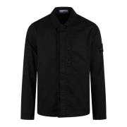 Katoenen Overshirt Jas met Logo Patch Stone Island , Black , Heren