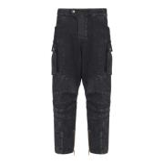 Denim cargo jeans Balmain , Black , Heren