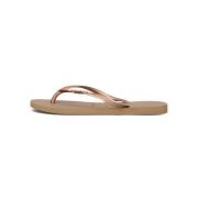 Slim Logo Metallic Dames Slippers Havaianas , Brown , Dames