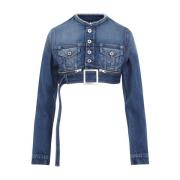 Vintage Blue Cropped Denim Jacket Jean Paul Gaultier , Blue , Dames