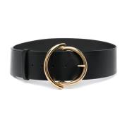 Zwarte leren riem met gouden gesp Etro , Black , Dames