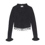 Parelversierde Alpaca Cardigan Ganni , Black , Dames