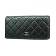 Pre-owned Leather wallets Chanel Vintage , Black , Dames