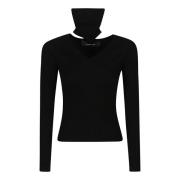 Turtle Neck Sweater Cut Out Style Federica Tosi , Black , Dames