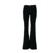 Zwarte Fluweel Flare Jeans PT Torino , Black , Dames