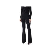 Zwarte Flared Crêpe Broek Elisabetta Franchi , Black , Dames