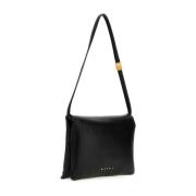 Zwarte leren clutch tas Marni , Black , Dames