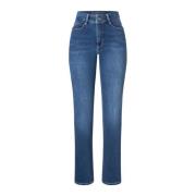 Blauwe Straight-Leg Jeans met Vrouwelijke Silhouet MAC , Blue , Dames