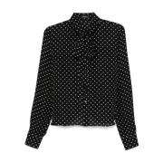 Polka Dot Zijden Blouse Wardrobe.nyc , Black , Dames