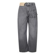 Logo Denim Jeans met ankerborduursel JW Anderson , Gray , Dames