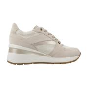 Stijlvolle Sneakers voor Mannen en Vrouwen Geox , Beige , Dames