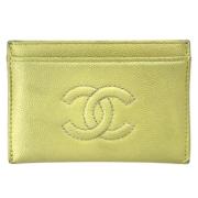 Pre-owned Leather wallets Chanel Vintage , Yellow , Dames