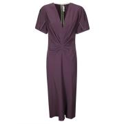 Gebundelde V-hals Midi Jurk Victoria Beckham , Purple , Dames