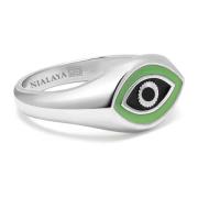 Men's Sterling Evil Eye Signet Ring Nialaya , Gray , Heren