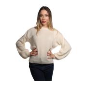 Gebreide trui met geribbelde ronde hals Jijil , Beige , Dames